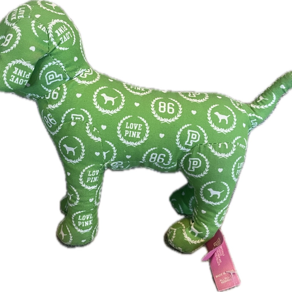 PINK Victoria's Secret Green Dog Plush Toy
